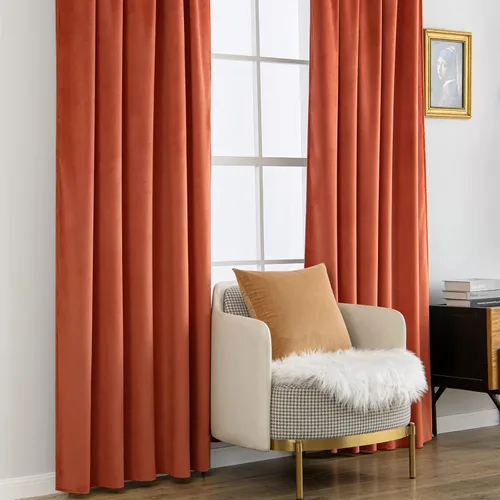 Miniatura 7 de MIULEE Cortinas de terciopelo de 84 pulgadas de largo, juego de 2 paneles para dormitorio, con pestaña trasera plisada, de lujo, aislamiento