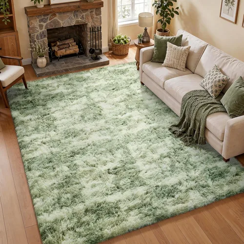 Miniatura 63 de Ophanie Alfombra Verde de Césped, Alfombras de Área para Dormitorio, Alfombra Shag Esponjosa de 4x6 pies, Suave Peluda Afelpada Linda para Niños 7
