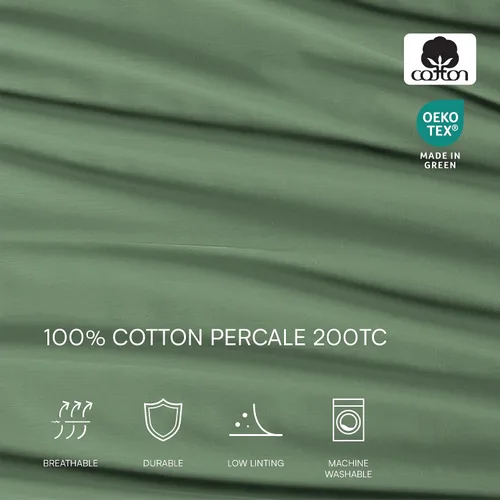 Miniatura 4 de Lacoste Juego de 2 fundas de almohada de 100% algodón percal – Fresco, crujiente, mate y duradero, certificado Oeko-Tex – Sólido, verde, estándar
