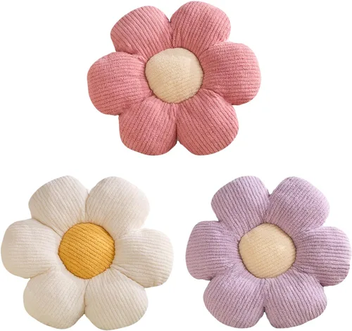 XIAIJIA 3 PCs Cojines con Forma de Flores Cojín con Forma de Flores Cojín Decorativo de Margarita para Cama Lindas Almohadas Decorativas 3 piezas-3