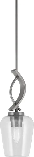 Miniatura 135 de Toltec Lighting Cavella Stem Colgado Mini colgante, acabado grafito, vidrio de muselina blanca de 4 pulgadas