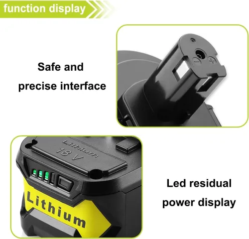 Miniatura 3 de 2Pack Replacement for Ryobi 18V Battery + P119 Charger for Ryobi 18v Oneplus Battery P100 P102 P103 P105 P107 P108 P118