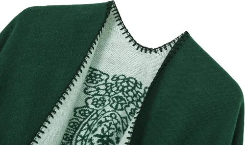 Miniatura 32 de Chales cálidos para mujer, cárdigan con frente abierto, estilo vintage, poncho