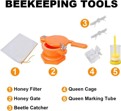 Miniatura 4 de Honey Lake Suministros de apicultura Kit de iniciación para ahumadores de abejas, 16 piezas, kit de iniciación de mantenimiento de abejas, todo