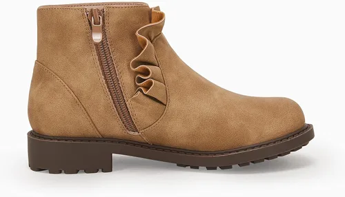 Miniatura 3 de Coutgo Botas de tobillo con volantes y cremallera lateral, tacón bajo grueso, sin cordones, botines Chelsea casuales
