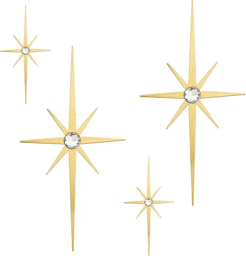 Miniatura 14 de 4 piezas de escultura de pared de arte de estrella de metal, decoración de pared de explosión de estrella de 8 puntas, diamantes brillantes