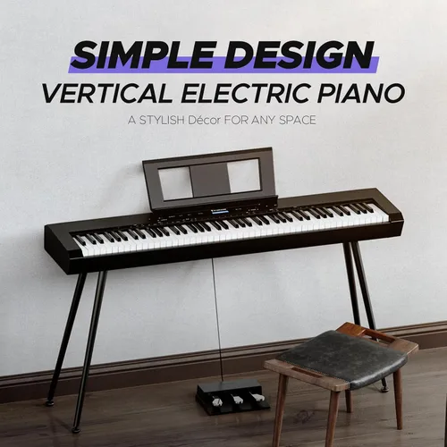 Miniatura 6 de Starfavor Piano digital con peso completo de 88 teclas, teclado de piano eléctrico para principiantes, altavoces duales de 30 W, acción de martillo