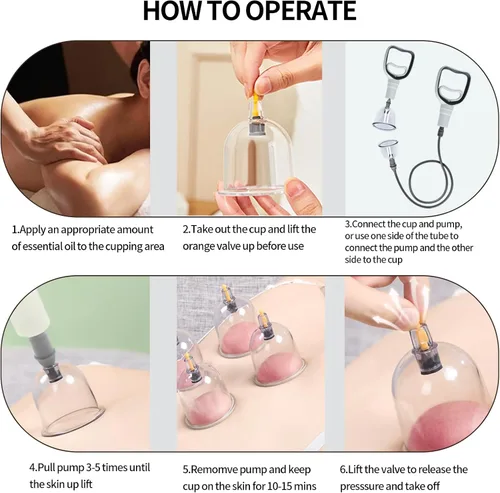 Miniatura 3 de Cupluw Juego de ventosas, kit de ventosas de 24 tazas para terapia de masaje, juego de terapia china de ventosas con magnético, juego profesional