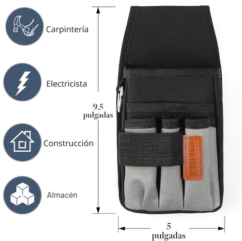 Miniatura 2 de VIDAR TOOLS Pequeña bolsa de herramientas con clip para cinturón, bolsas para cinturón de herramientas, bolsa de herramientas de electricista. Mini