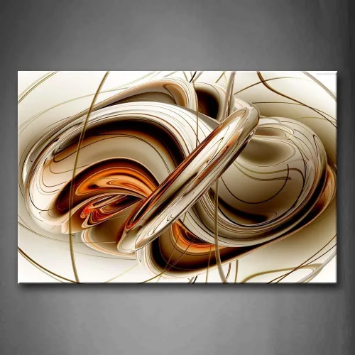 First Wall Art - Arte de pared de líneas blancas y naranjas abstractas, pintura de la imagen, impresión en lienzo, imágenes abstractas para