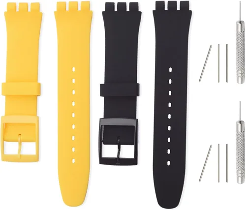 Miniatura 11 de Bandas de silicona para Swatch de 0.67 pulgadas, 0.79 pulgadas, 0.78 pulgadas, correas de reloj de repuesto ajustables impermeables, correas de Azul