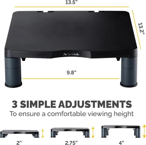 Miniatura 3 de Fellowes® Elevador de monitor, 4" de alto x 13 1/8" de ancho x 13 1/2" de profundidad, grafito