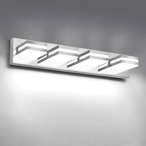Miniatura 19 de IZORRO Luces LED modernas para baño (8 luces, regulables), iluminación de pared acrílica blanca mate, luces de tocador para baño sobre espejo, 6000