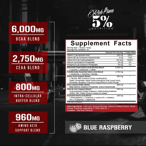 Miniatura 3 de 5% Nutrition Rich Piana AllDayYouMay BCAA Powder Aminoácidos prémium para intra y después del entrenamiento, EAA, electrolitos Hidratación
