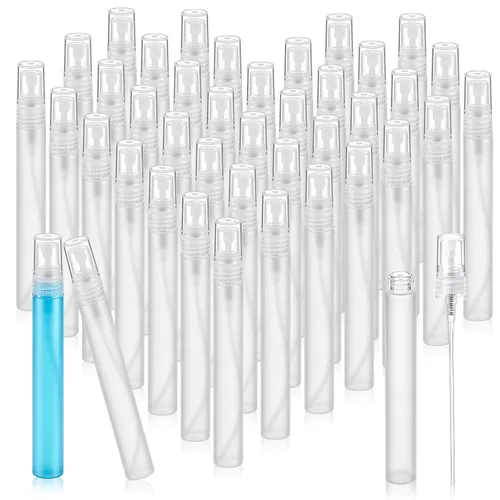Miniatura 25 de Zhehao - 200 unidades de mini botellas de spray de 5 ml, botellas de vidrio transparente para perfume, atomizador de perfume recargable con Tapa