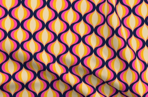Miniatura 12 de Spoonflower Tela – Rayas psicodélicas retro vintage olas Groovy 70s tonos cálidos impresos en tela de algodón de la firma de pétalos por The Yard