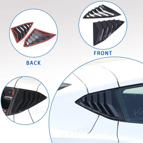 Miniatura 8 de Cubierta de persiana lateral trasera compatible con Chevrolet Corvette C8 2020-2025, cubierta de ribete de persianas de ventana trasera, accesorios