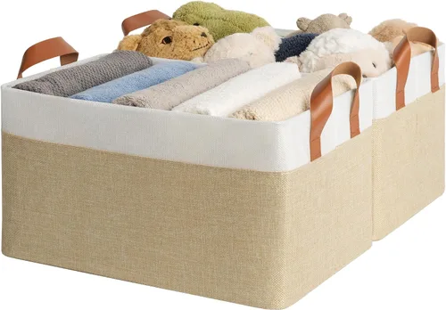 Miniatura 16 de GRANNY SAYS Storage Bins for Closet, Linen Closet Organizers and Storage Baskets with Metal Frame, Shelf Storage Bins for Organizing Bedroom