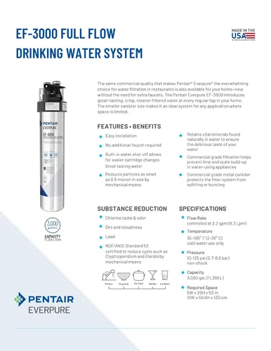 Miniatura 6 de Pentair Everpure EF-3000 - Cartucho de filtro de cambio rápido, EV985750, para uso en el sistema de agua potable Everpure EF-3000 de flujo completo