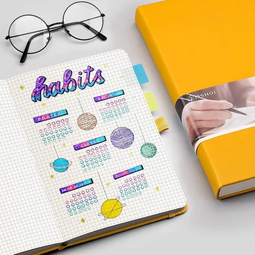 Miniatura 6 de EMSHOI - Cuaderno de papel cuadriculado, 256 páginas A5, cuaderno/diario de papel cuadriculado, cuadernos de cuadrícula cuadrada para el trabajo