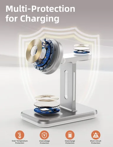 Miniatura 2 de Estación de carga 3 en 1 compatible con cargador Magsafe, soporte de cargador inalámbrico para múltiples dispositivos Apple, estación de carga