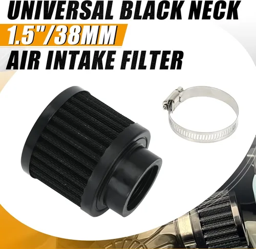 Miniatura 2 de Filtro de aire universal de cuello negro de 38 mm para automóvil, sistema de entrada de aire de alto flujo, entrada de aire limpia y fría, sistema