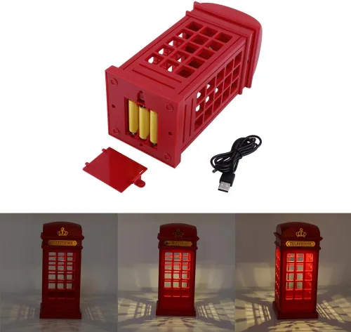 Miniatura 4 de ASHATA Cabina de teléfono retro LED lámpara de noche táctil regulable mesa escritorio luz para dormitorio estudiantes dormitorio dormitorio