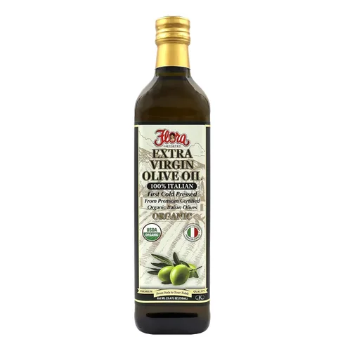 Flora Foods Aceite Virgen Extra Aceite de Oliva - Orgánico y prensado en frío - (25.4 fl oz)