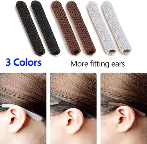 Miniatura 2 de KAJUDA 4 pares de pinzas para las orejas, almohadillas de algodón de punto suave, almohadillas de oreja, puntas de las patillas de las gafas