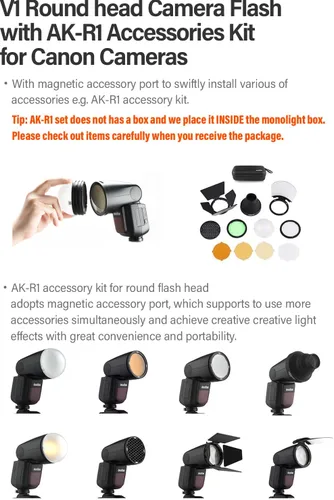 Miniatura 3 de Flash de cámara Godox V1 V1C con kit de accesorios AK-R1 para Canon