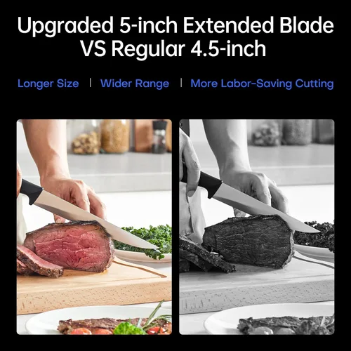 Miniatura 7 de Kuisine Juego de Cuchillos de Chef Mejorado, Hoja Ultra Afilada de Acero Inoxidable con Alto Carbono Mango Ergonómico, Juego de Bloque de Cuchillos