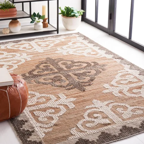 Miniatura 11 de SAFAVIEH Kenya Collection - Alfombra decorativa de 3 x 5 pies, marrón y carbón, lana tribal anudada a mano, ideal para zonas de alto tráfico