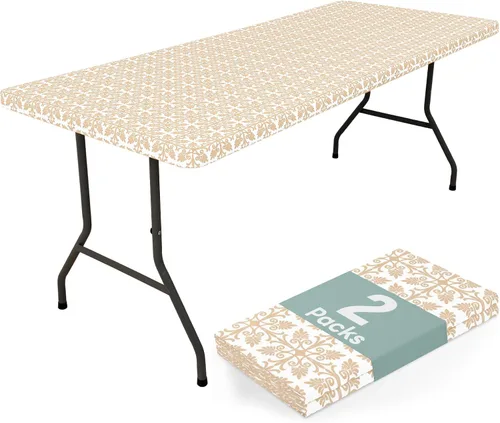 Miniatura 36 de Misaya - Mantel de vinilo rectangular, mantel elástico con respaldo de franela, 100% impermeable, cubierta de plástico para mesas plegables de 4