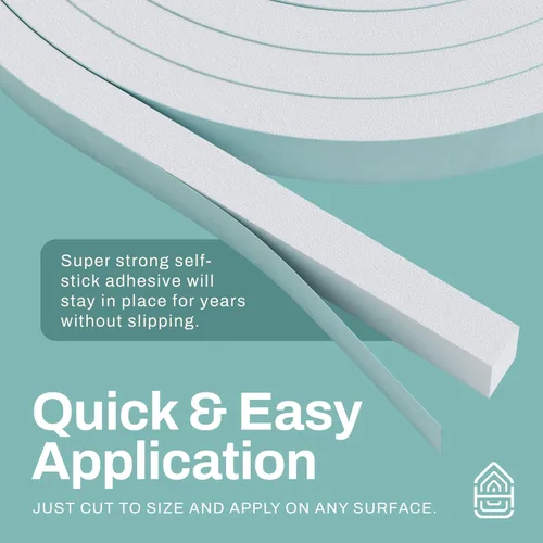 Miniatura 4 de Sello de aislamiento de 33 pies para puertas y ventanas, resistente a la intemperie, sello autoadhesivo de 3/16 pulgadas x 3/8 pulgadas, cinta Blanco