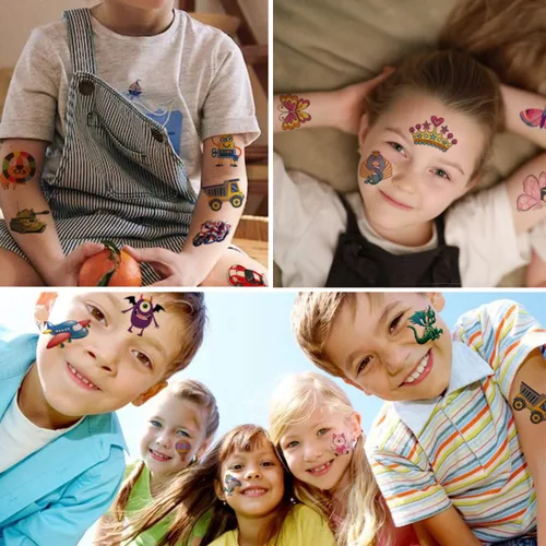 Miniatura 6 de CHARLENT 408 tatuajes temporales envueltos individualmente para niños, tatuajes mixtos para niños, regalos de fiesta de cumpleaños, rellenos