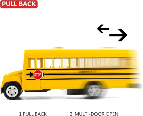 Miniatura 3 de BDTCTK Autos de juguete de autobús escolar amarillo fundido a presión para niños, automóvil de 5 pulgadas con puertas de apertura y neumáticos