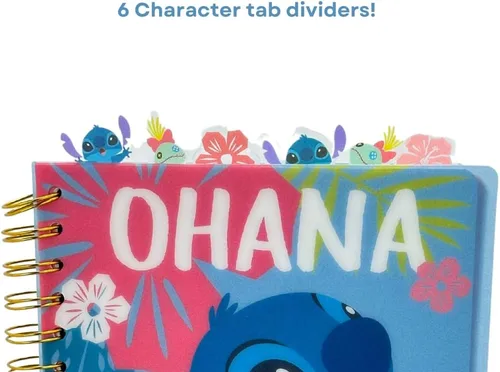 Miniatura 2 de Cuaderno de Disney Stitch con pestañas "Ohana", encuadernado en espiral, 144 páginas a rayas, 20 x 18 cm, Azul