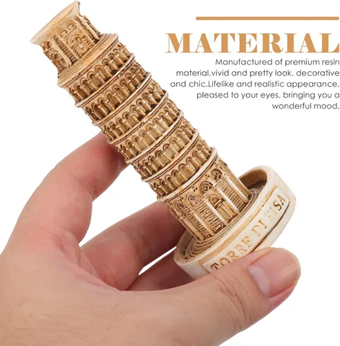 Miniatura 3 de Amosfun Mini torre inclinada de Pisa, estatua de resina para acuario, decoración de acuario, caja de almacenamiento de escritorio, adorno de pecera