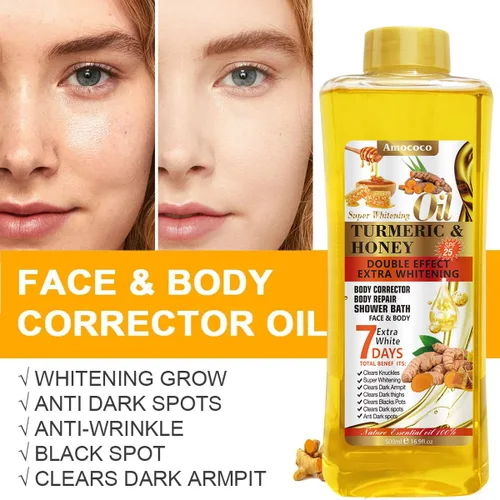 Miniatura 3 de Aceite corporal de cúrcuma de 6.8 fl oz para masaje e hidratación diaria, hidratación profunda con vitamina E, colágeno, aceite de cúrcuma para cara