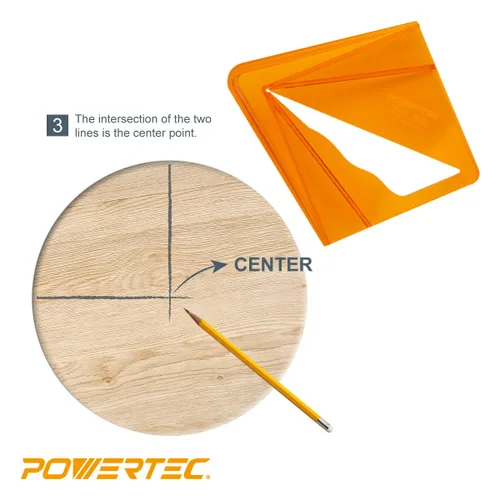 Miniatura 4 de POWERTEC Herramienta Buscadora de Centro de Plástico para Cuadrado de 8 pulgadas, Redondo, Octágono y Hexágono de 5-3/4 pulgadas, Herramientas