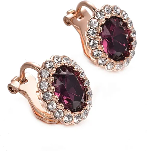 Miniatura 17 de Yoursfs Austria - Aretes de clip de cristal para mujer, chapados en oro de 18 quilates, joyería de moda con halo de circonita cúbica, aretes sin