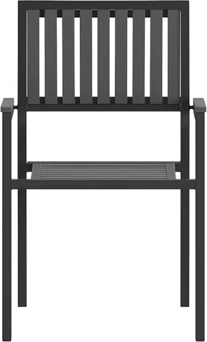 Miniatura 11 de Flash Furniture Harris - Juego de 2 sillas comerciales para interiores y exteriores, respaldo y asiento con listones de poliresina negra, marco