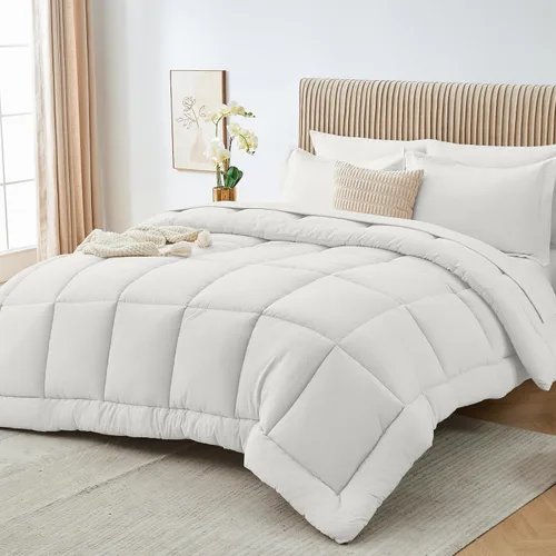Miniatura 42 de Sasttie Juego de edredón tamaño individual, 5 piezas de cama reversible en una bolsa, juego completo de ropa de cama que incluye edredón, sábana
