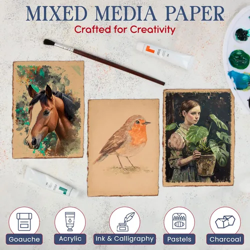 Miniatura 5 de Papel en Blanco de Borde Antiguo Hecho a Mano Wanderings - 5.8x8.3 (A5) - Paquete de 50 A5 para Escritores, Invitaciones, Manualidades - Papel Papel