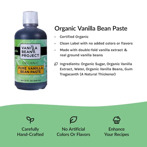 Miniatura 2 de Pasta Orgánica de Vainilla Necesidad de Horneado Vainilla Pura para Cocinar Vanilla Bean Project 1 Cuarto de Galón, 32 Onzas