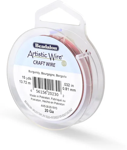 Miniatura 47 de Artistic Wire, alambre para manualidades de calibre 22 bañado en plata, resistente a las manchas, color cobre, blanco, 9,1 m
