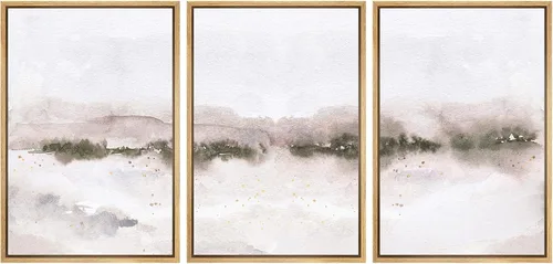 Miniatura 138 de SIGNWIN Lienzo enmarcado para pared, juego de arte tranquilo con reflejo de lago, acuarela, montaña y agua, ilustraciones modernas, arte abstracto