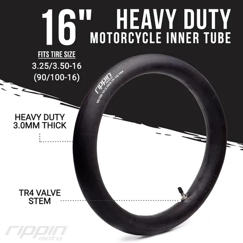 Miniatura 2 de Rippin Moto Tubo interior de motocross resistente de 3.25/3.50-16 (90/100-16) – 0.118 pulgadas de grosor – válvula TR4 – se adapta a la mayoría