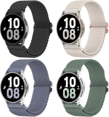 Miniatura 18 de Delidigi Correa elástica de reloj Galaxy para Samsung Galaxy Watch 7/6/5/5 Pro/4/FE/Active 2, 0.787 pulgadas, correa elástica de nailon suave y Rosa