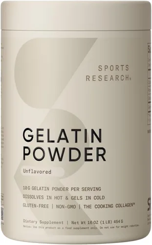 Sports Research Polvo de cocina de colágeno de gelatina, procedente de vacas criadas en pastos, ideal para cocinar y hornear, certificado apto para